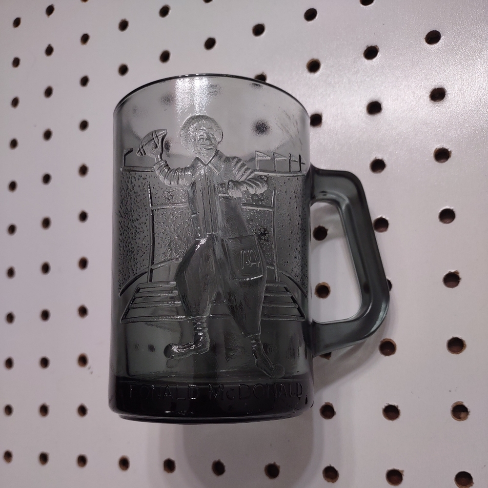 Vintage 70s McDonald's Smoke Glass with Ronald Playing Football